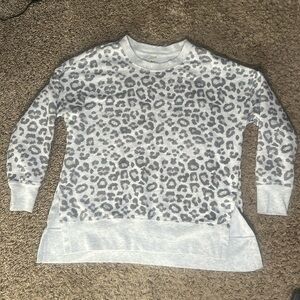 Green tea gray leopard sweatshirt